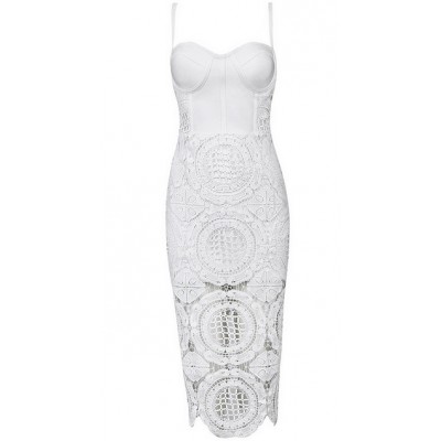 'Aisha' white lace bandage dress